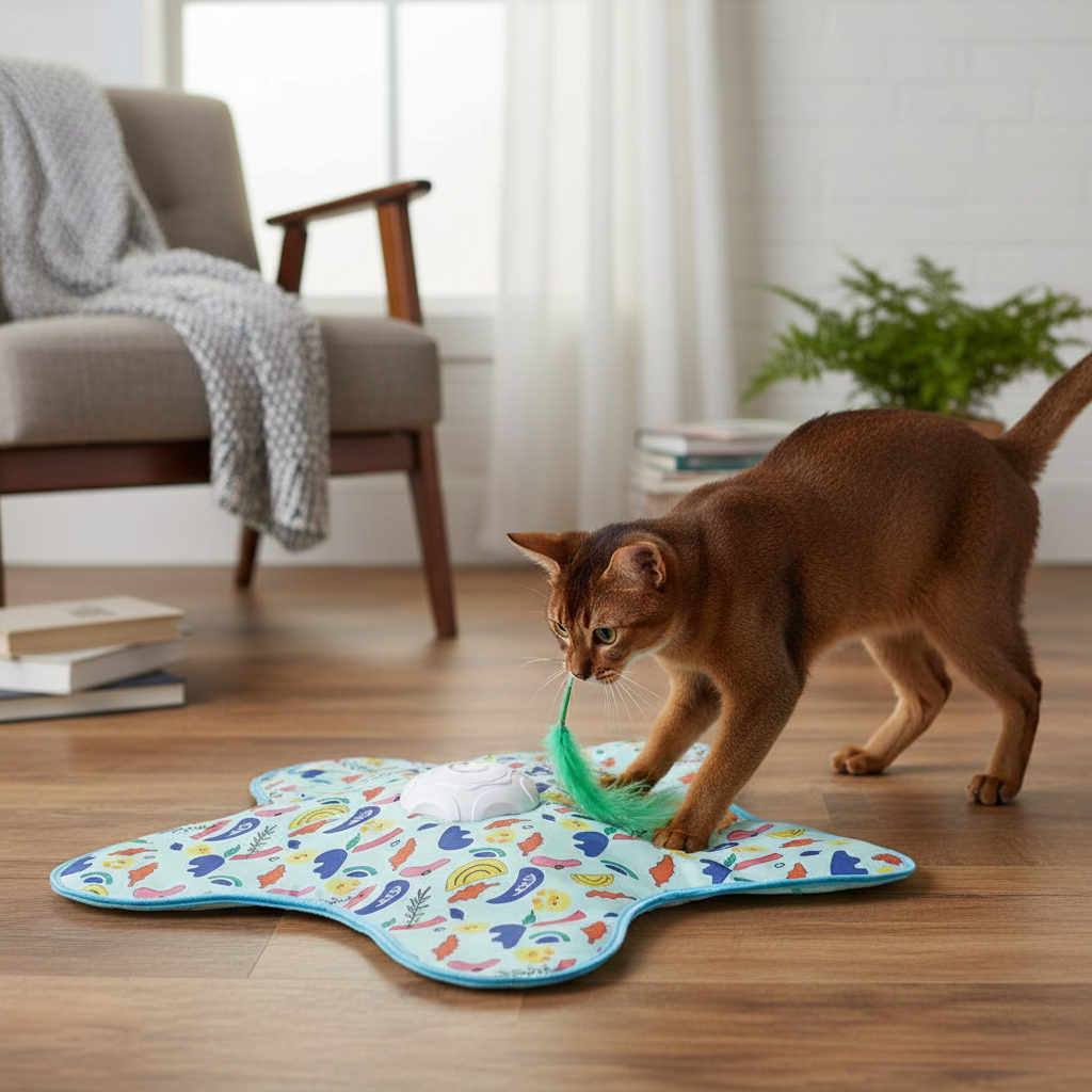 Interactive Hide and Seek Cat Toy with Moving Feather