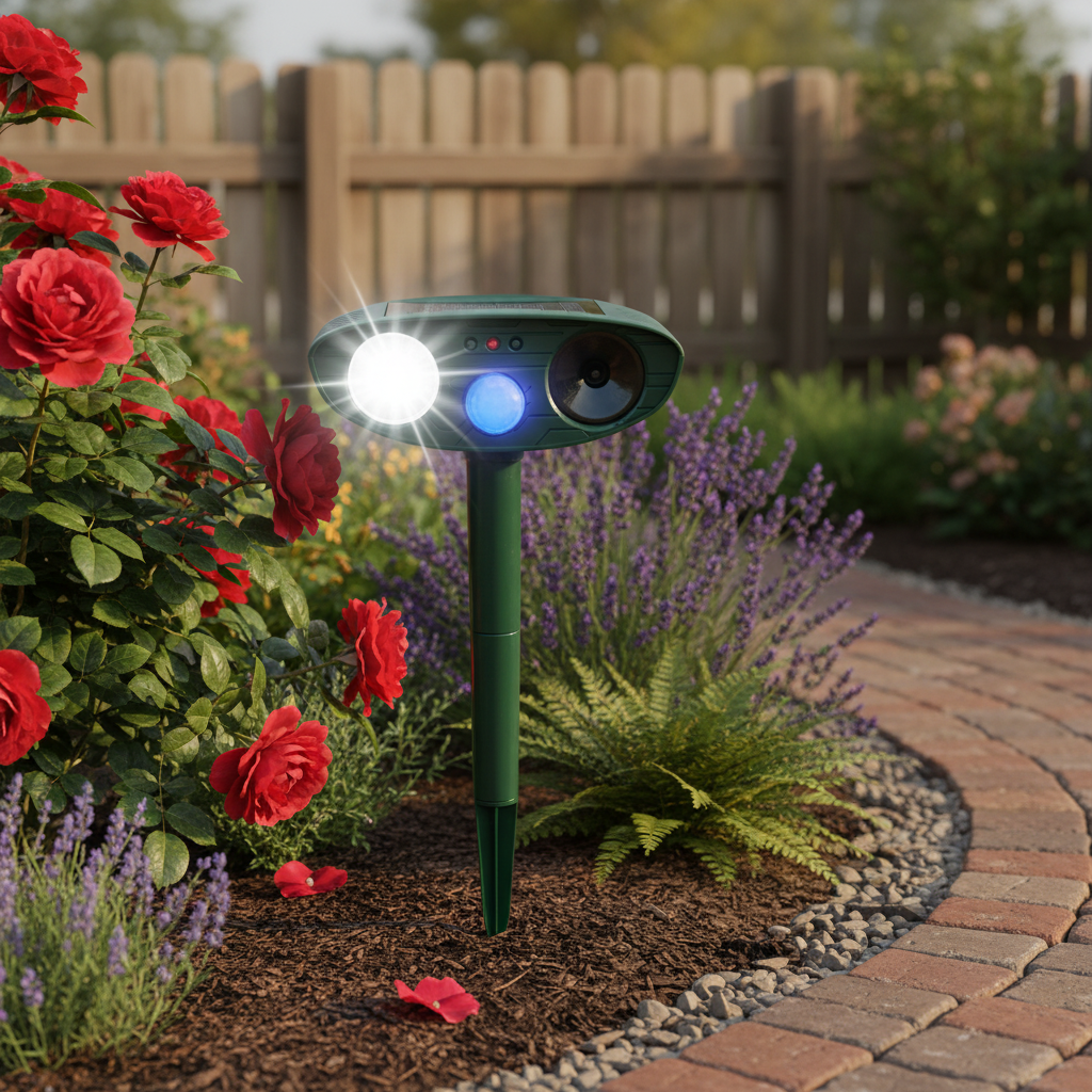 Solar Ultrasonic Rabbit Repeller with Flashing Light