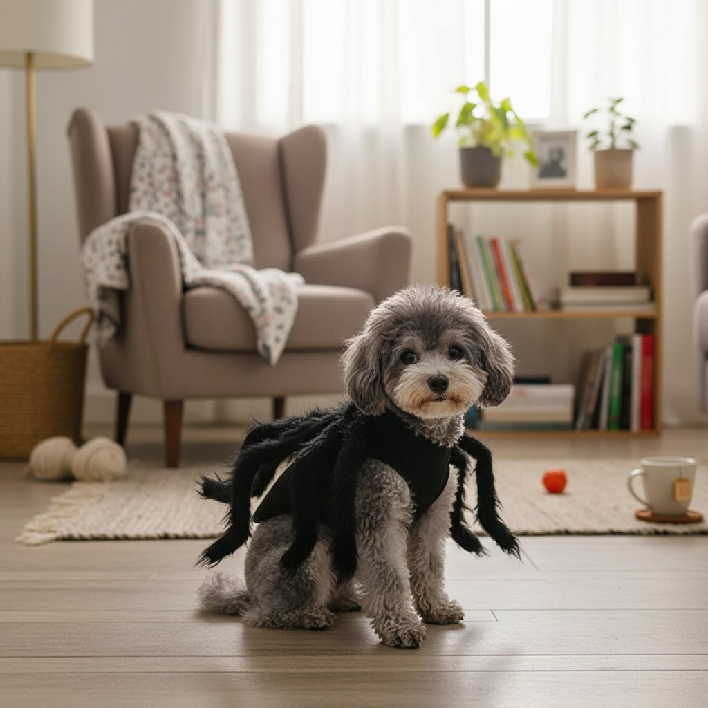 Pet Spider Costume - Funny Halloween Outfit for Dogs & Cats