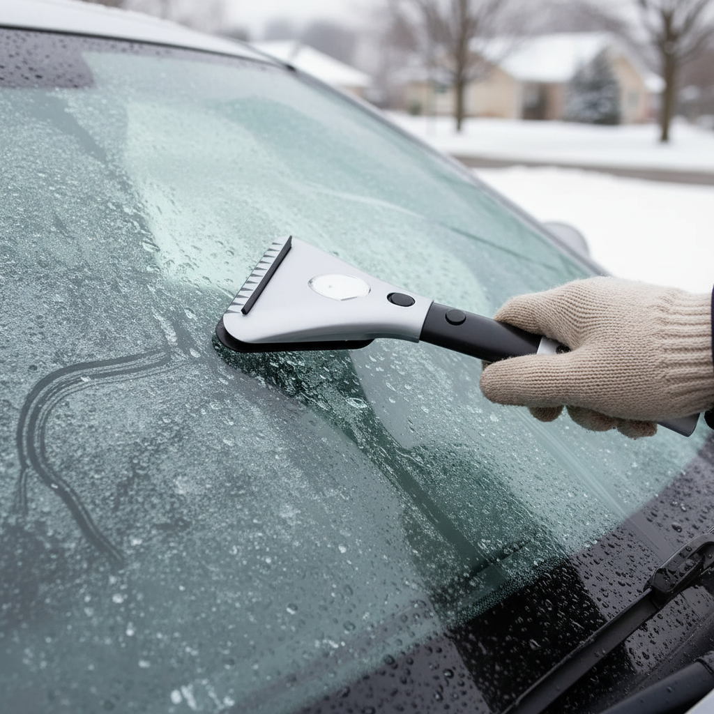 12V Electric Heated Ice Scraper with LED Light