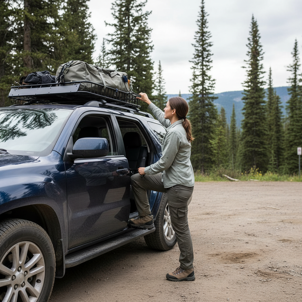 Universal Car Door Step - Aluminum Roof Rack Access