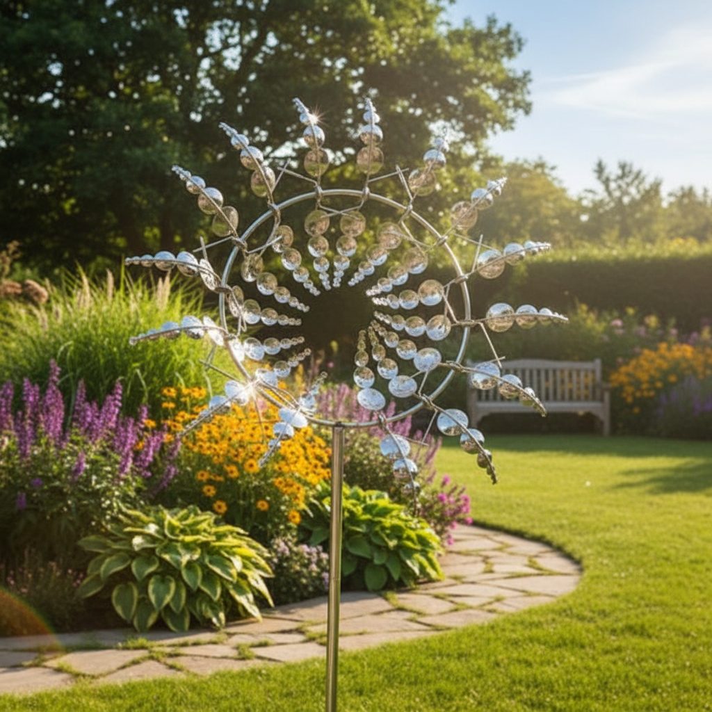 Metal Garden Windmill - Dual Motion Wind Spinner
