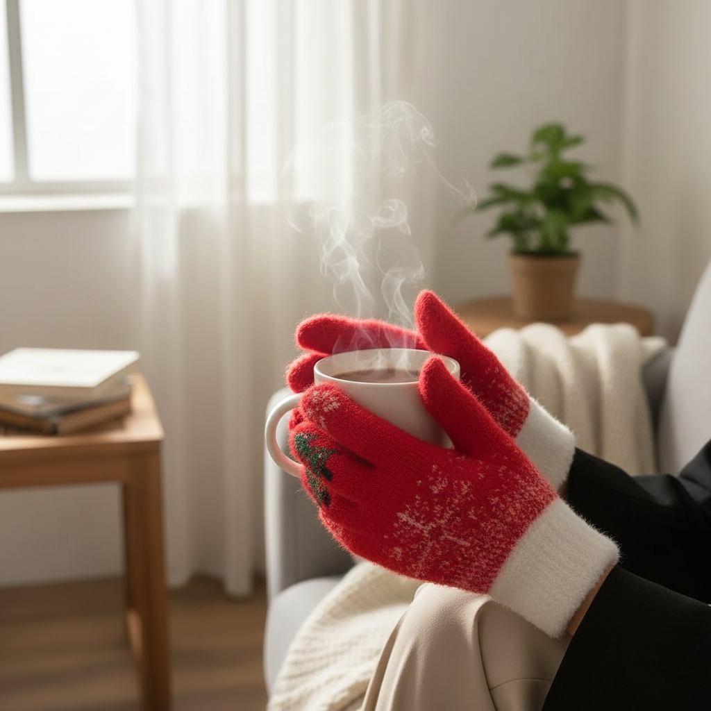 Convertible Fleece-Lined Knit Fingerless Gloves