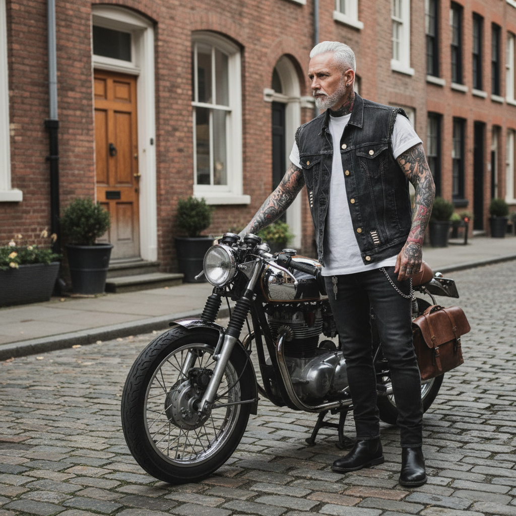 Retro Denim Vest for Men | Black