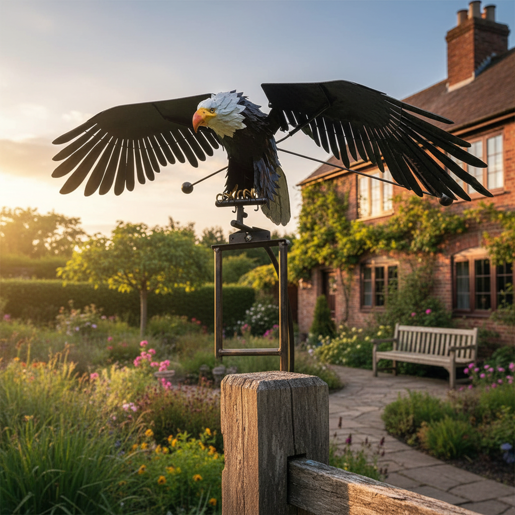 Wind-Powered Eagle Garden Art Decoration
