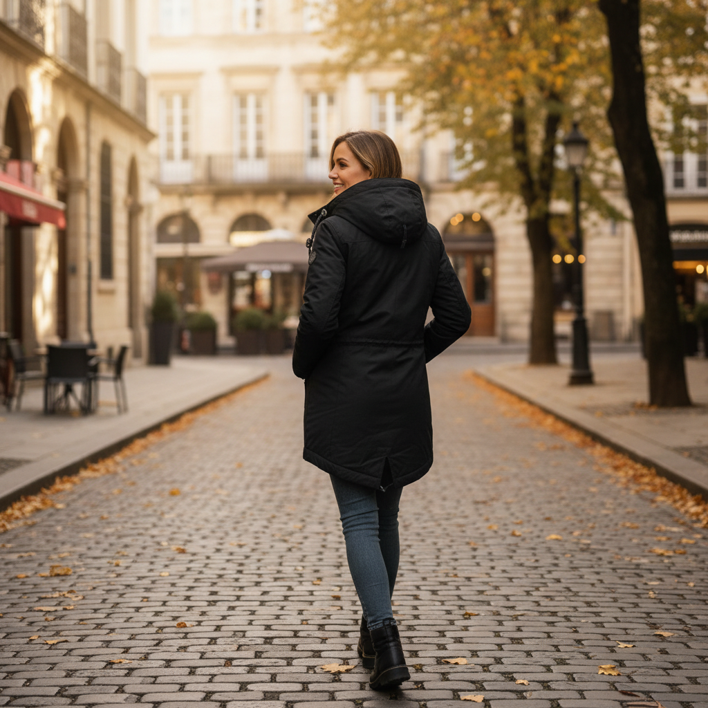 Pleated Cotton Coat with Hood | AtlasBay