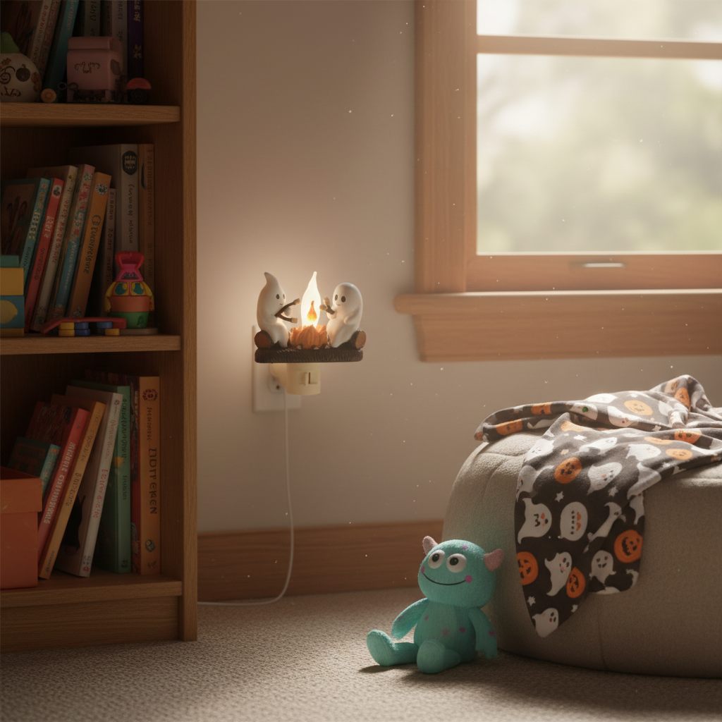Halloween Ghost Bonfire Night Light with Flickering Flame
