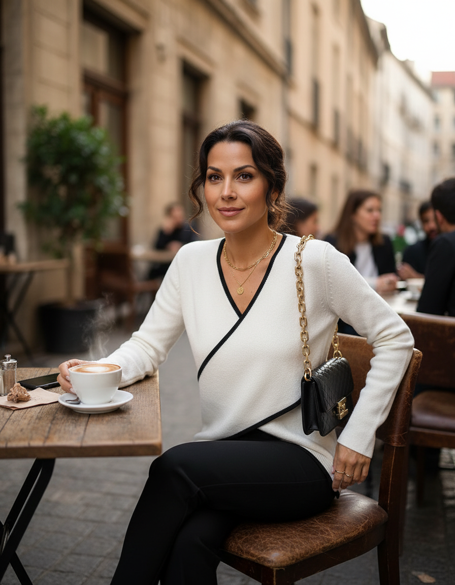 Ivory V-Neck Wool Sweater | Soft & Elegant