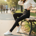 Black High Waist Stretch Pants for Women
