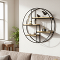 Industrial Round Wall Shelf with Metal Frame
