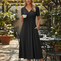 Women's V-Neck Summer Dress - Elegant & Comfortable