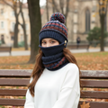 Knitted Hat and Scarf Set with Velvet Lining