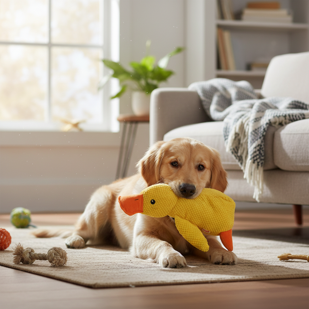Calming Duck Dog Toy with Quacking Sound