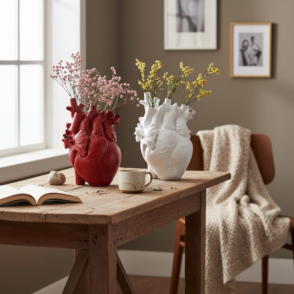 Heart-Shaped Bamboo Wood Vase