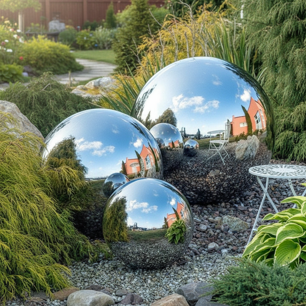 Stainless Steel Viewing Balls | Mirror Garden Décor