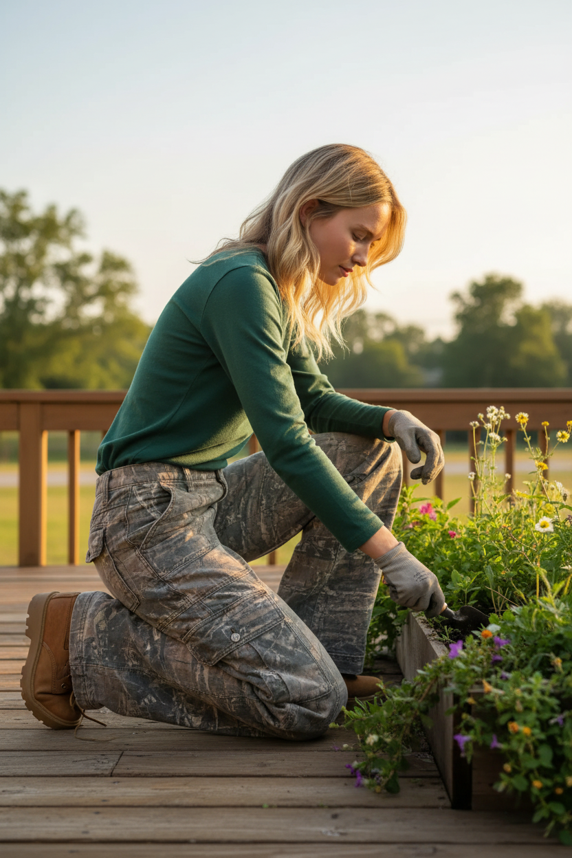 Camo Cargo Pants with Multiple Pockets