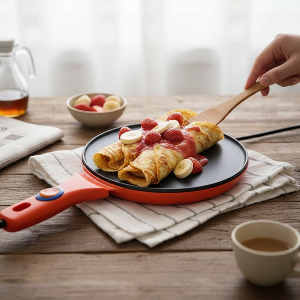 Non-Stick Electric Crepe Maker Griddle Pan