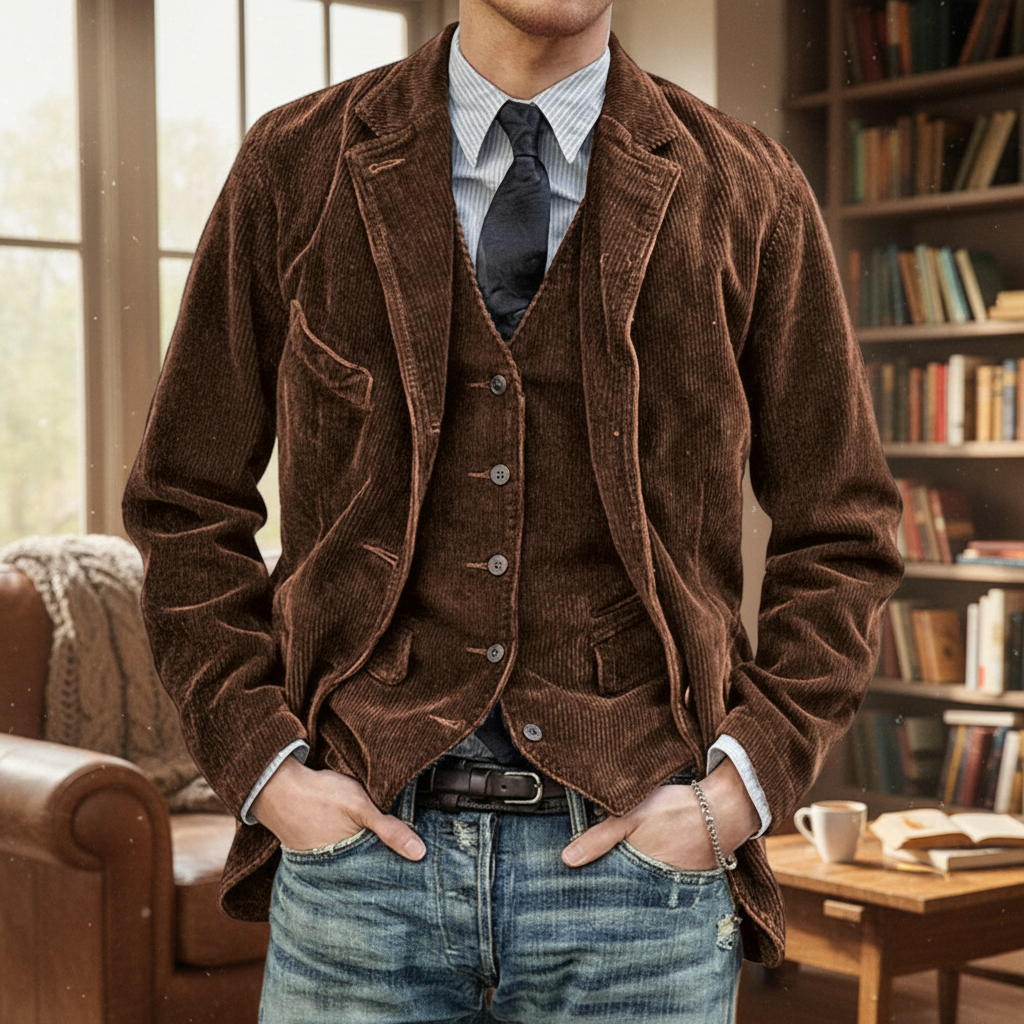 Men's Corduroy Jacket - Vintage Casual Style