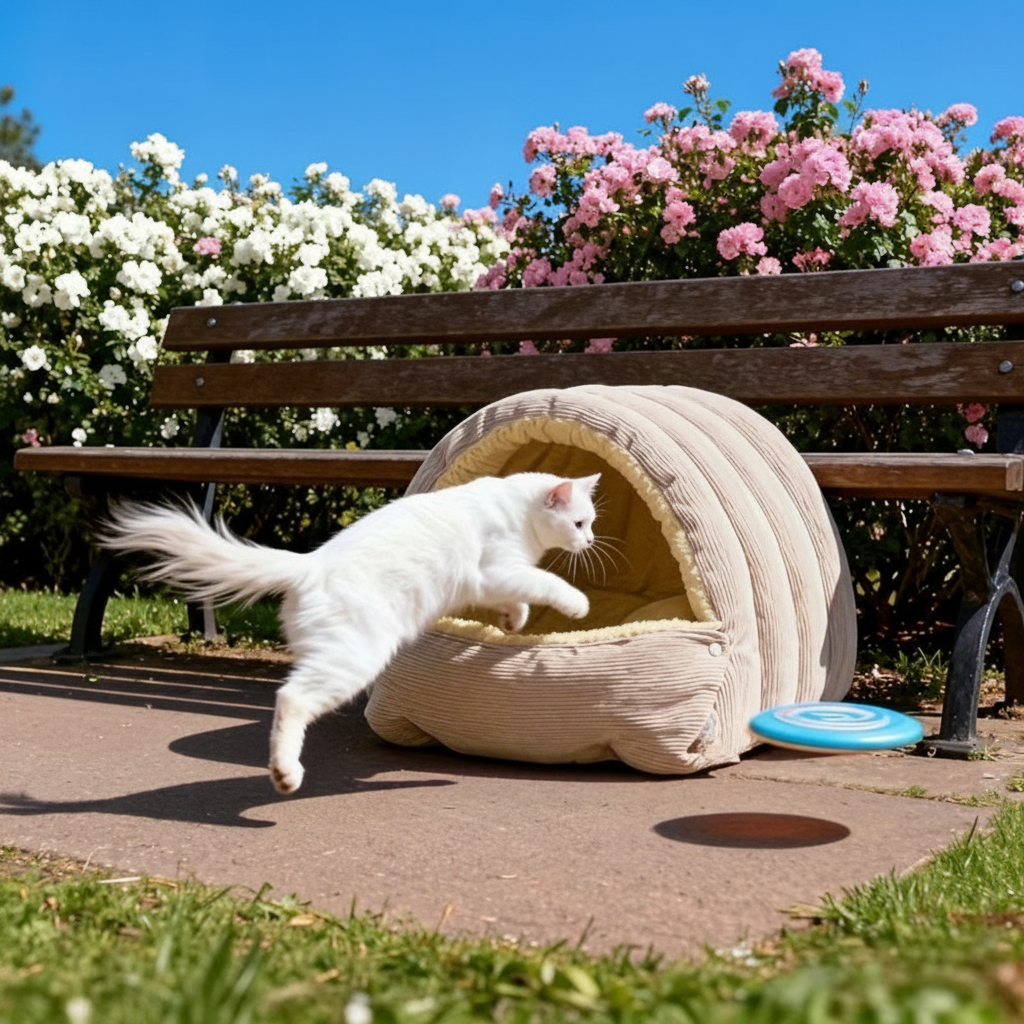 Warm Arctic Fleece Enclosed Cat Cave Bed