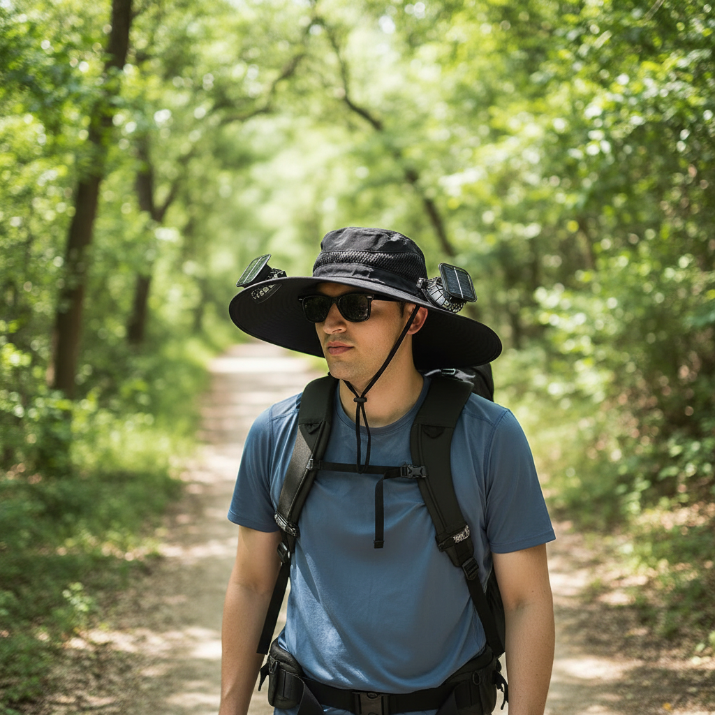 Solar Powered Cooling Fan Hat for Men