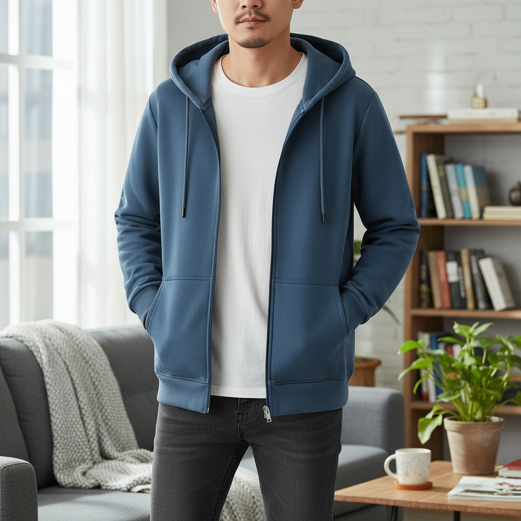 Men's Fleece Hooded Cardigan Jacket