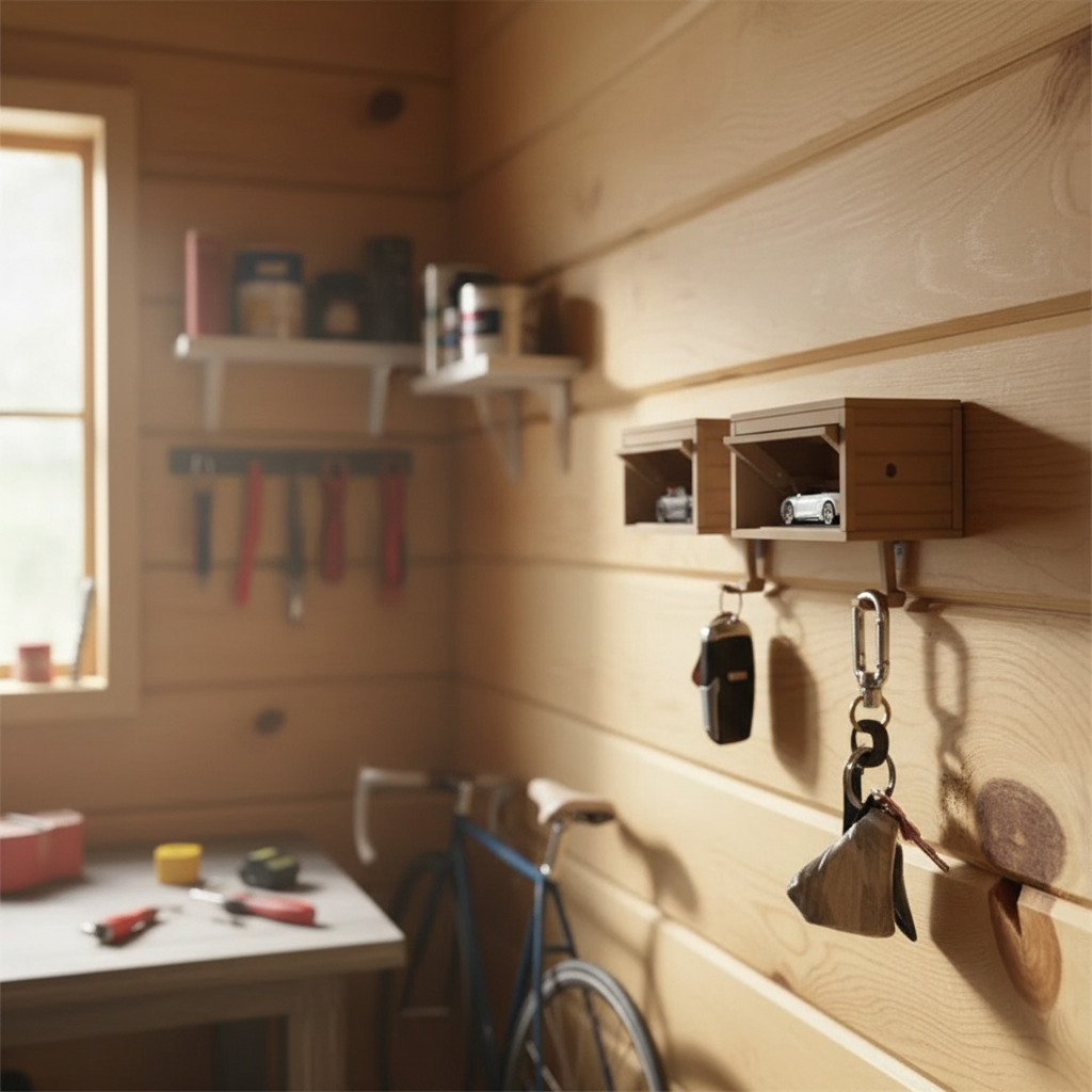 Car Garage Wall Key Holder with Opening Door