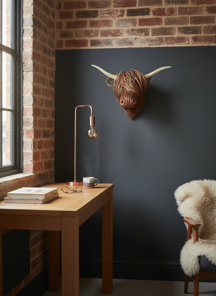 Handcrafted Wall-Mounted Cow Sculpture
