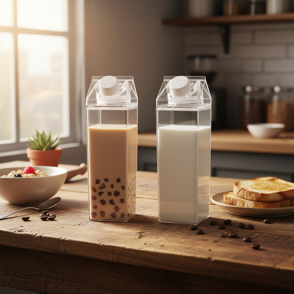 Milk Carton Water Bottle - Clear Reusable Design