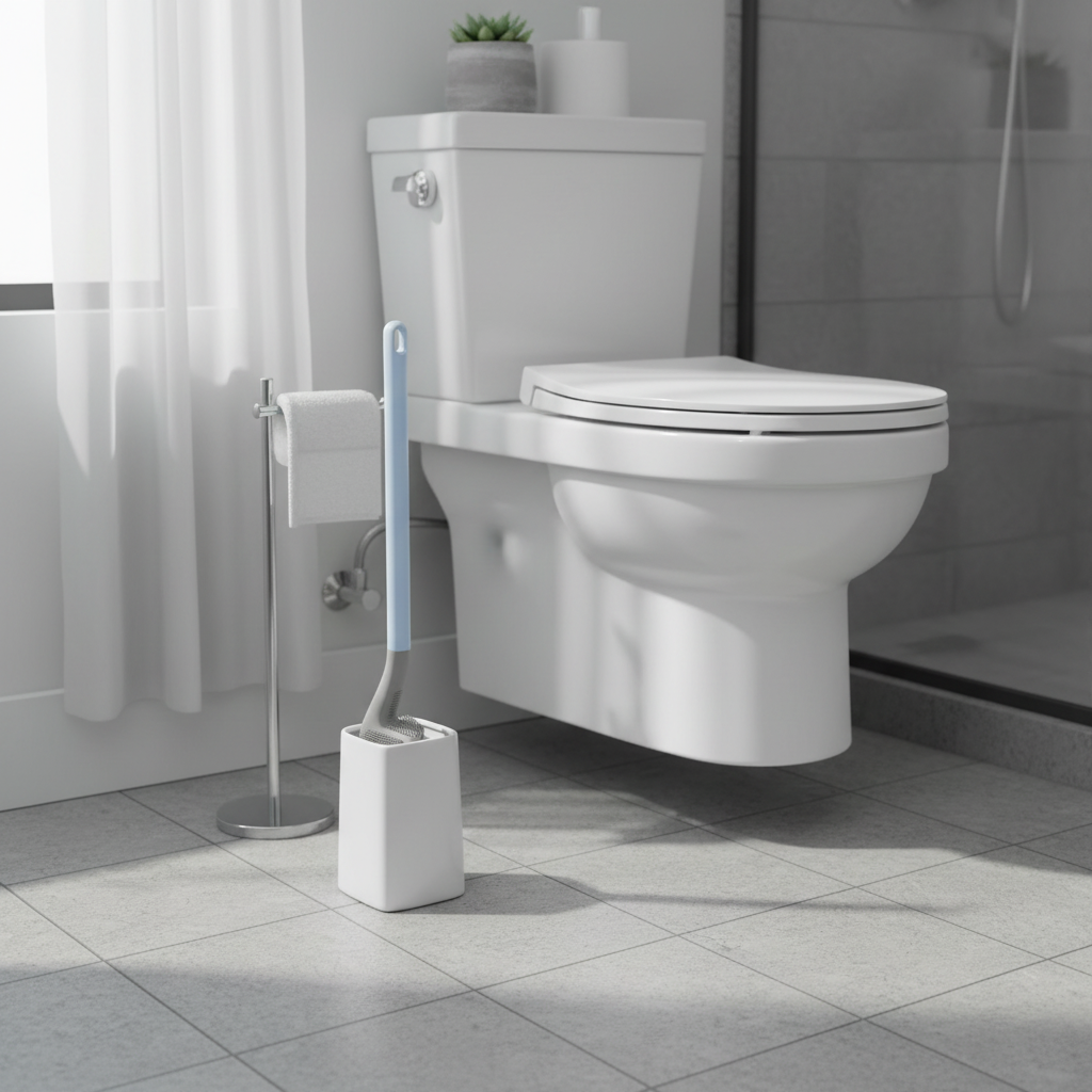 Self-Cleaning Toilet Brush with Auto-Rinse Base