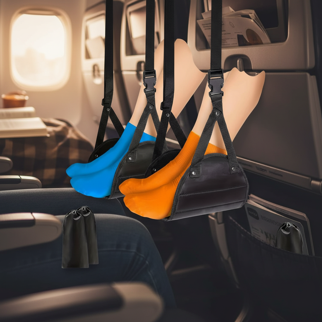 Foot Hammock for Airplane Travel - 2 Pack