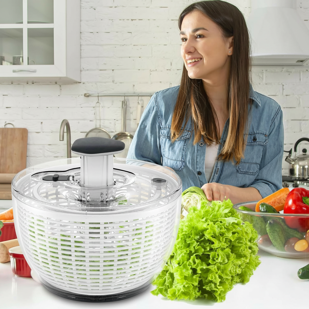 One-Handed Salad Spinner - Large 6.3QT Bowl