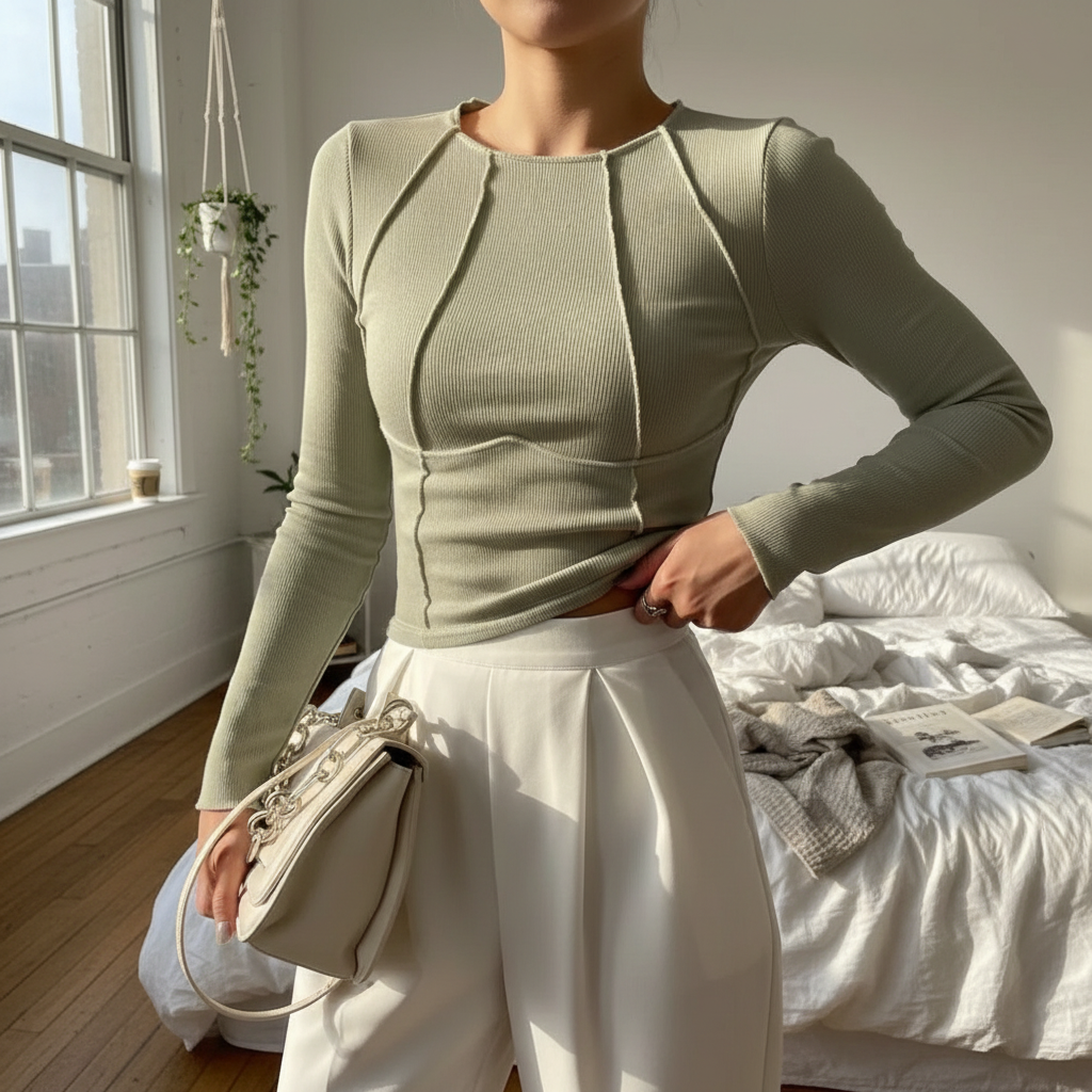 Women's Long Sleeve Top - Simple Elegance