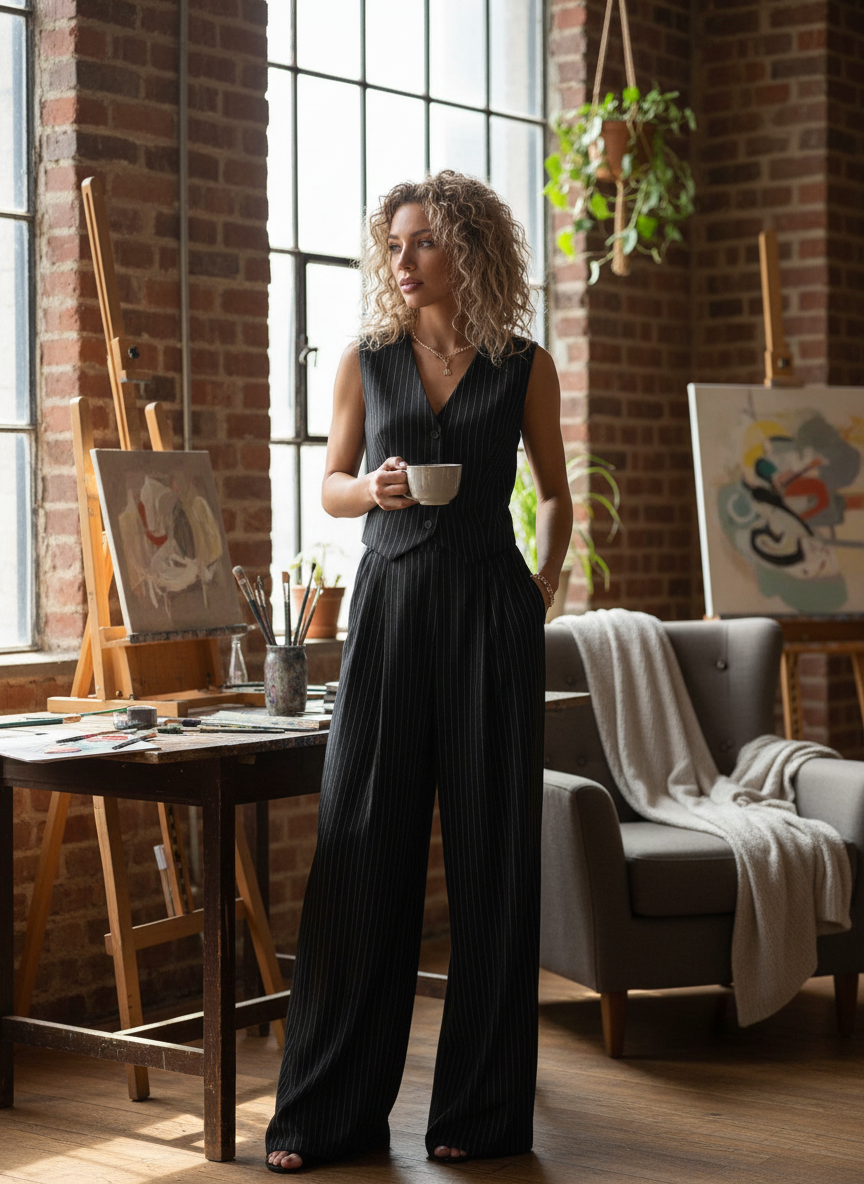 Striped Pants and Vest Set | AtlasBay