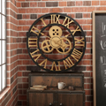 Industrial Wall Clock with Exposed Gears