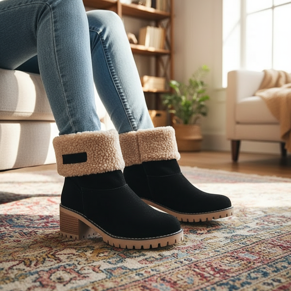 Women's Block Heel Snow Boots - Waterproof Winter Boot