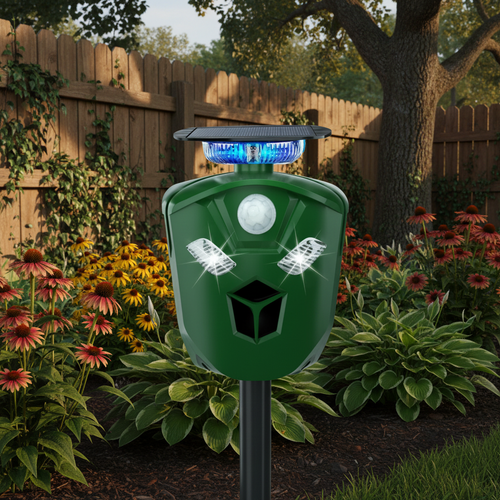 360° Solar Ultrasonic Animal Repeller with Motion Sensor