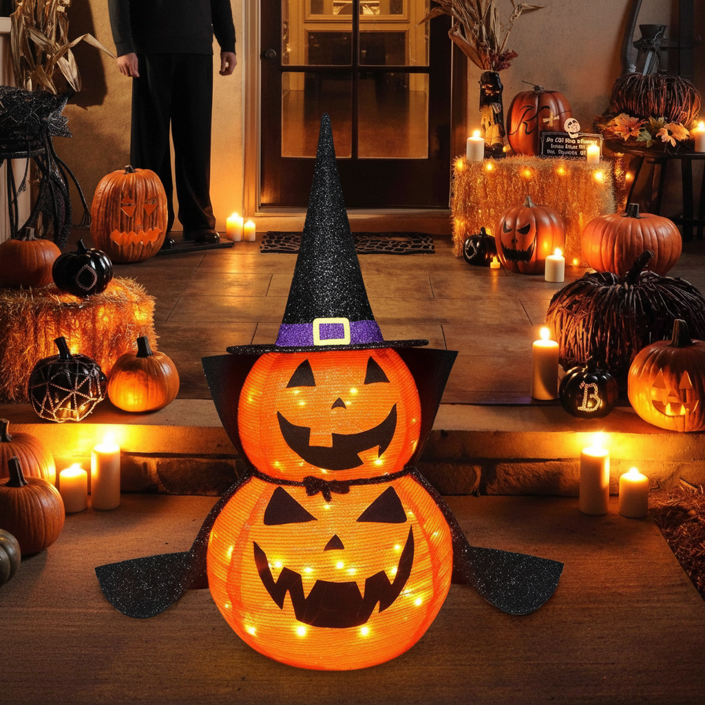2 Pack 3ft Lighted Halloween Pumpkin Decorations