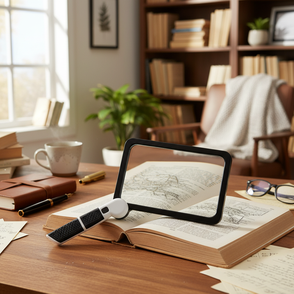 Foldable LED Magnifying Glass with 5x Magnification
