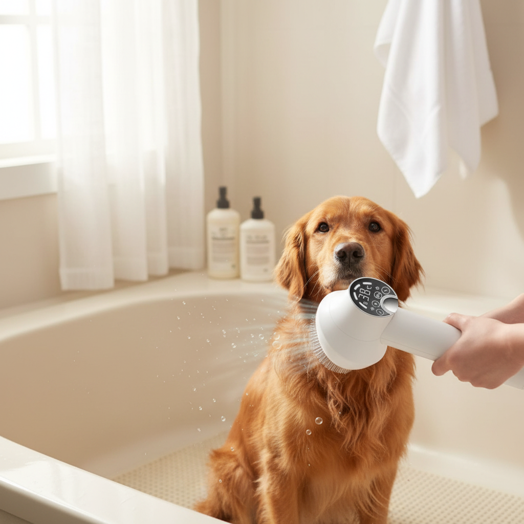 Pet Hair Dryer with Comb Brush & 4 Speed Settings