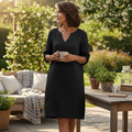 V-Neck Summer Dress with Three-Quarter Sleeves