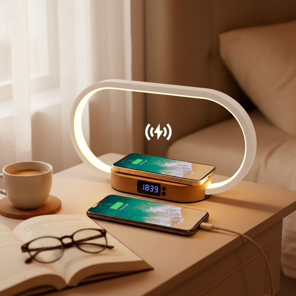 Wireless Charging Alarm Clock with Night Light