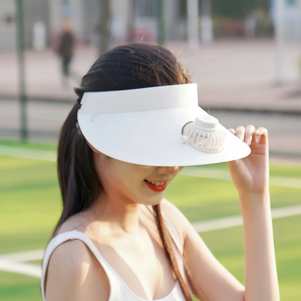 Solar Powered Sun Visor Hat with Cooling Fan