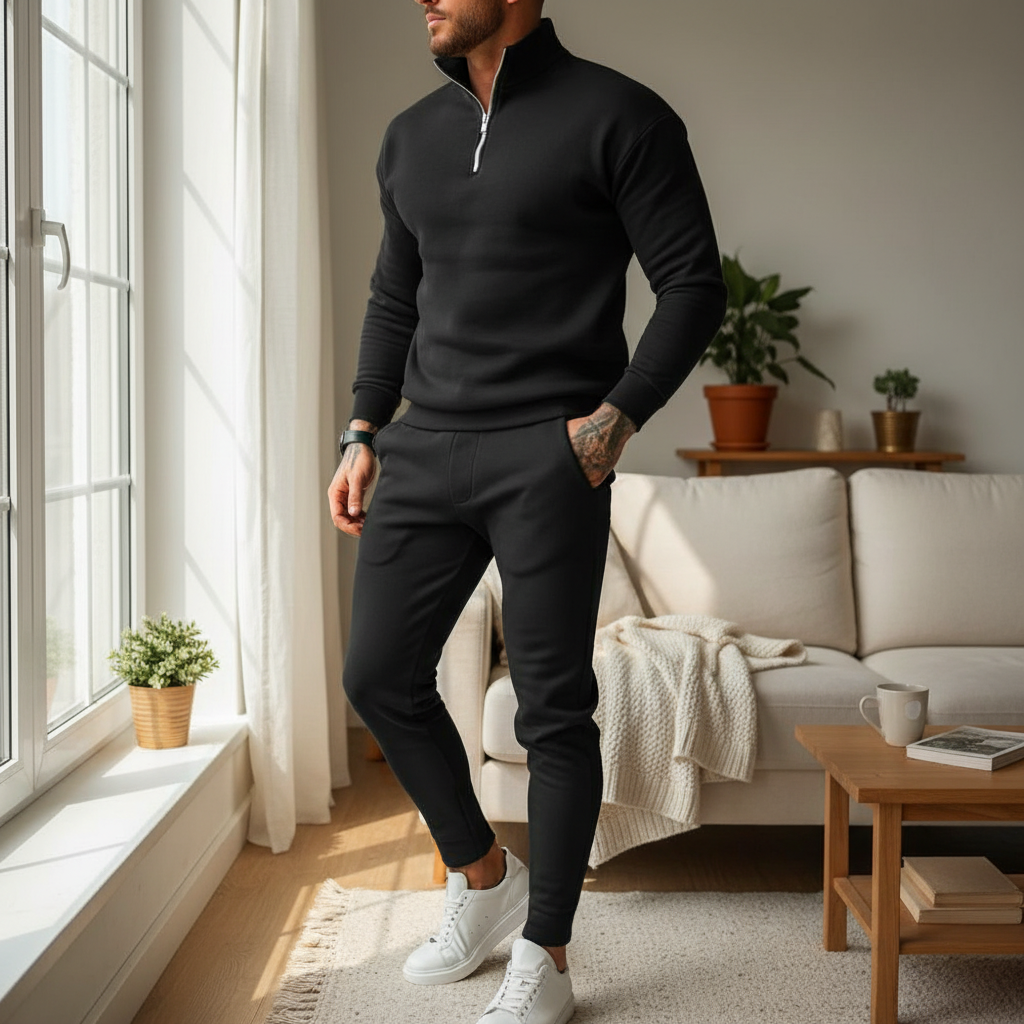 Men's Jogging Suit with Half-Zip Sweater