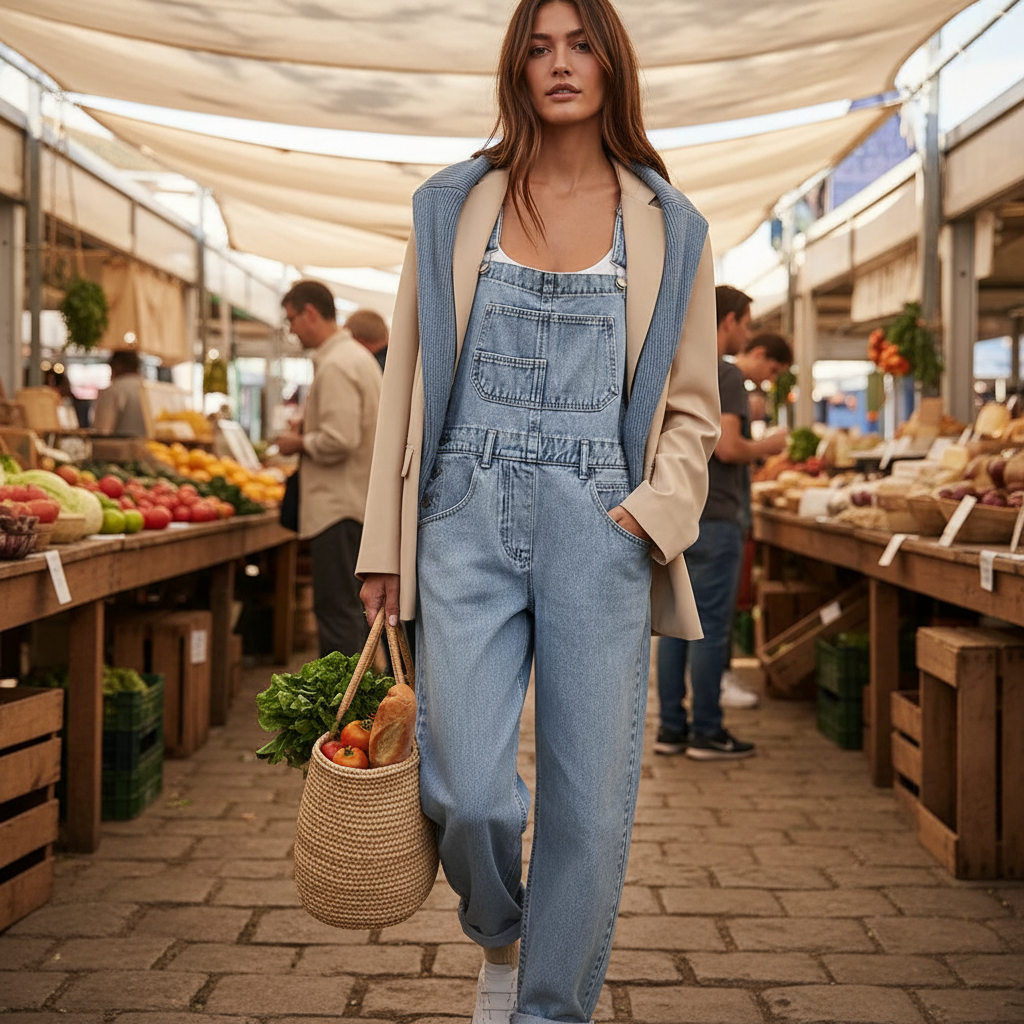 Women's Denim Jumpsuit - Comfortable Casual Style