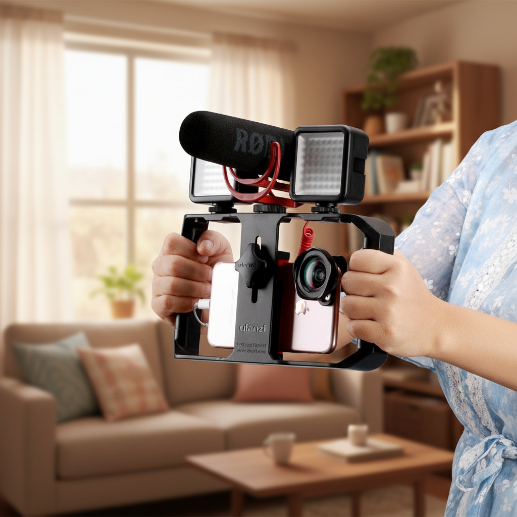 Smartphone Video Rig Stabilizer with LED Light