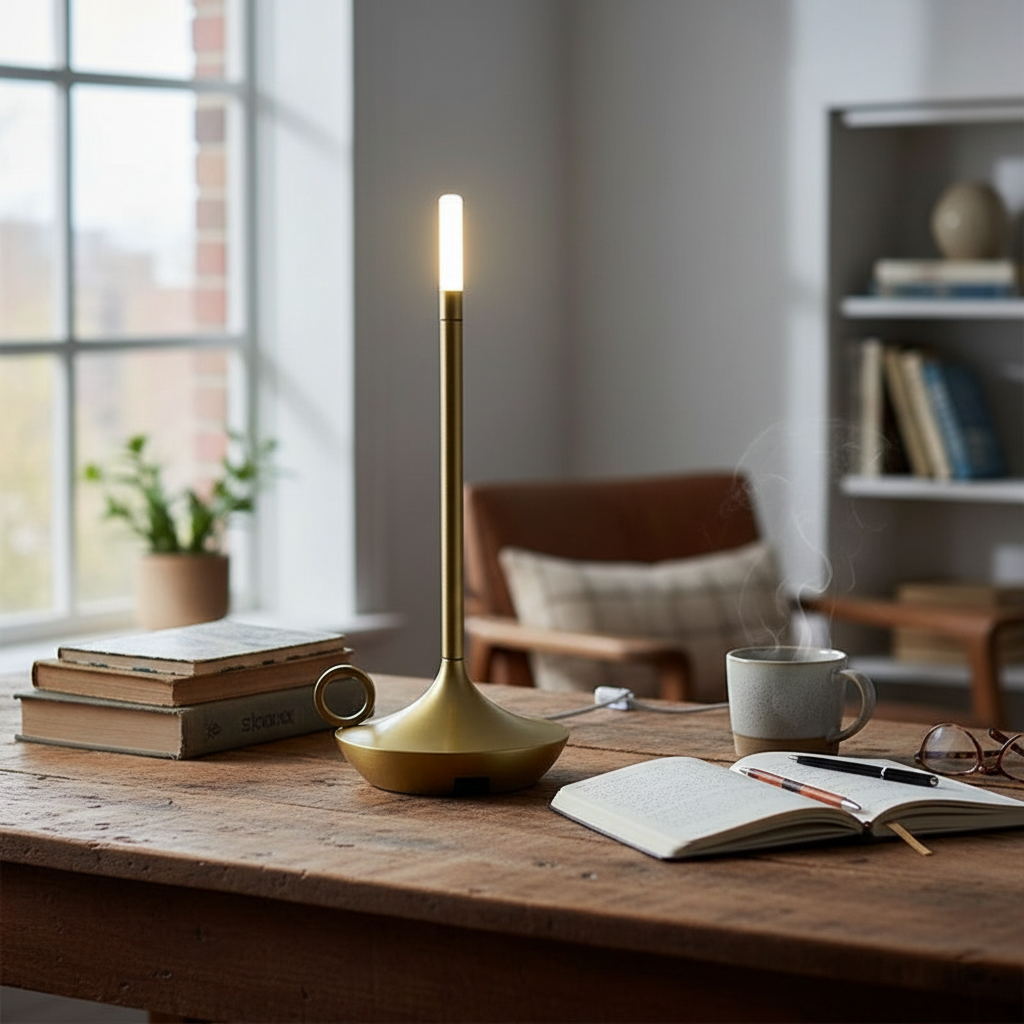 Vintage Aluminium Cordless Candle Lamp