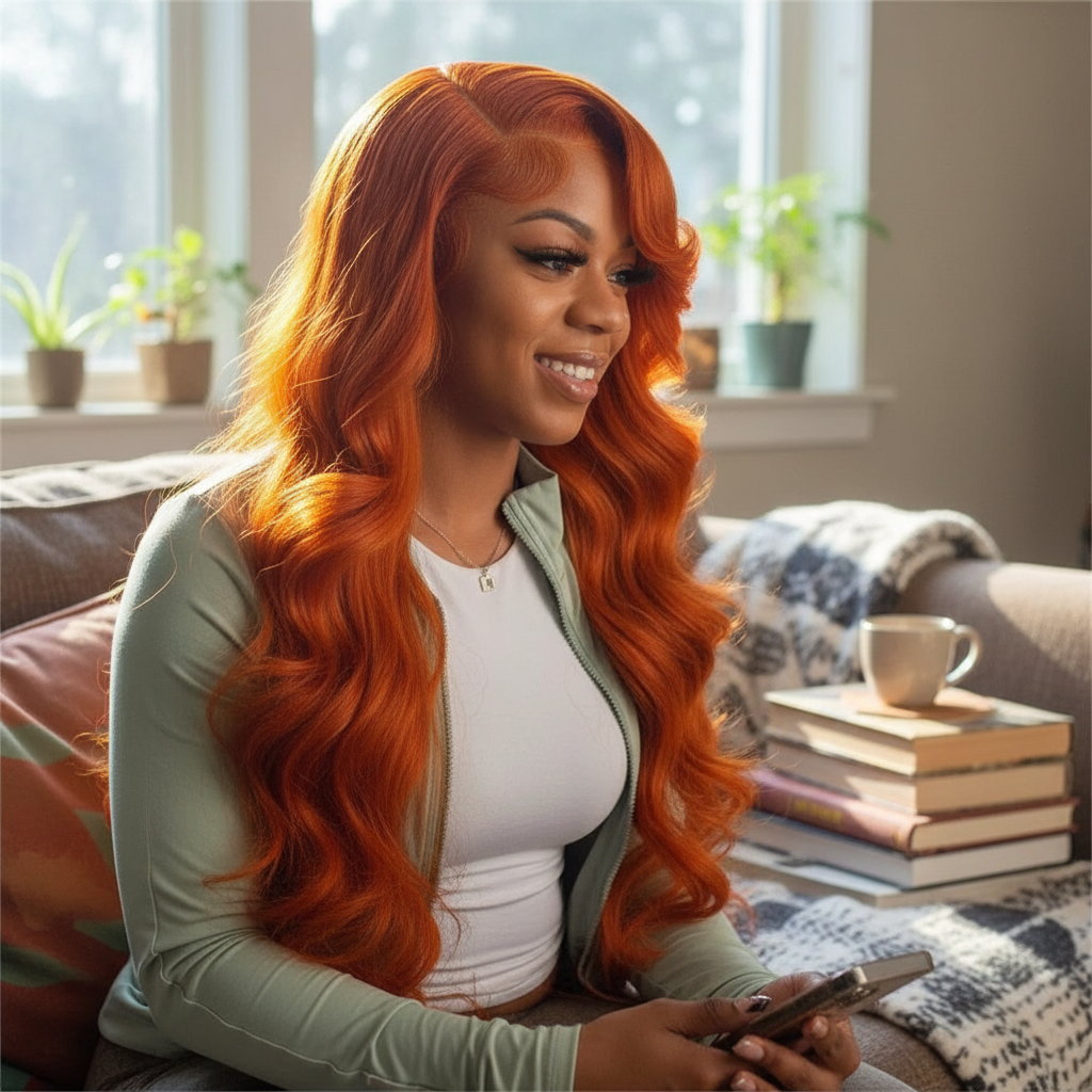 Ginger Wavy Lace Front Wig | Long Orange Red Hair