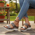 Orthopedic Leopard Print Wedge Sandals with Shock Absorbing Sole