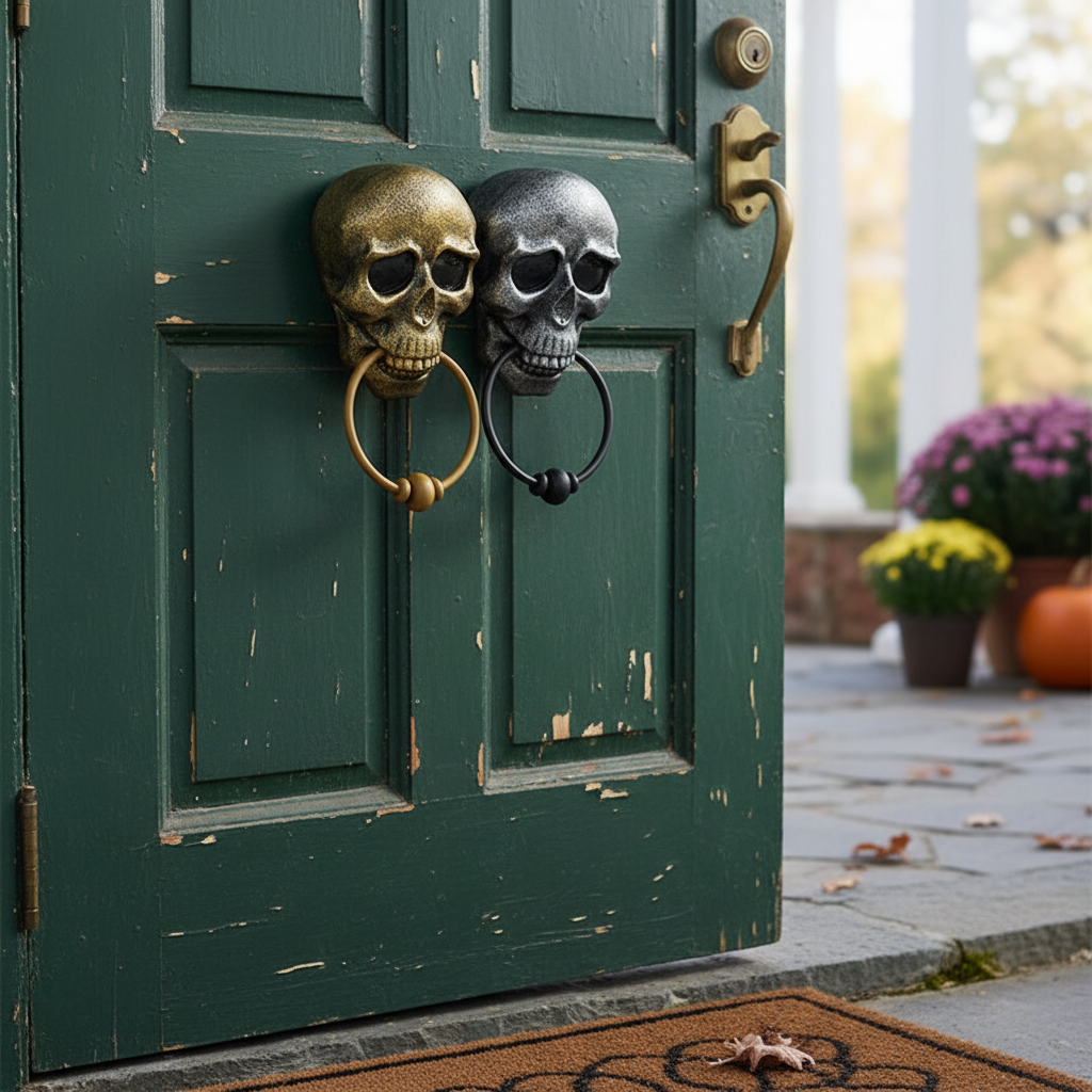 Skeleton Head Door Knocker | Halloween Decoration