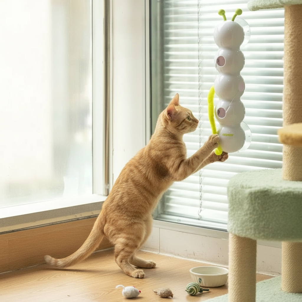 Interactive Worm Pole Cat Toy with Auto Pop-Up